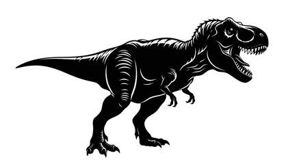 Powerful Tyrannosaurus Rex Dinosaur Silhouette Illustration. © Ernima
