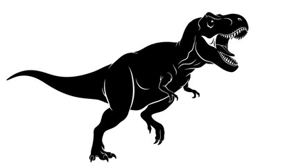 Powerful Tyrannosaurus Rex Dinosaur Silhouette Roaring Aggressively. © Ernima