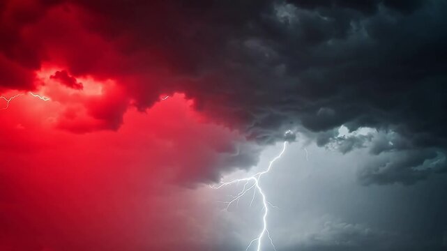Dynamic Stormy sky with lightning and red clouds representing Generative AI and Creative Energy