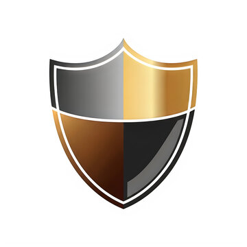 Modern metallic shield emblem with gradient colors isolated on transparent background transparent background