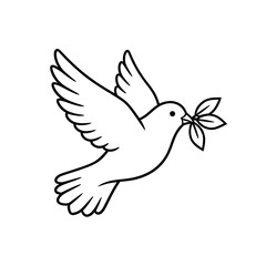 Fototapeta premium Dove with Olive Branch Line Icon