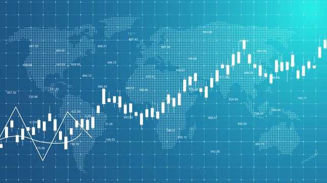 Financial chart with uptrend line graph and world map and graph chart of stock market investment trading concept