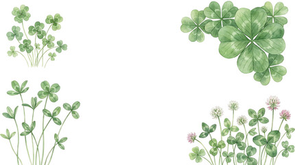 Fototapeta premium Celebrating nature's gift green four-leaf clovers botanical illustration organic setting minimalist design artistic viewpoint