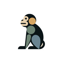 Naklejka premium A cartoon monkey sitting on its haunches