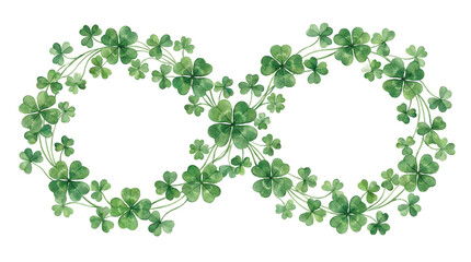 Fototapeta premium Endless green clover patterns nature digital art botanical illustrations overhead view infinity concept for good luck