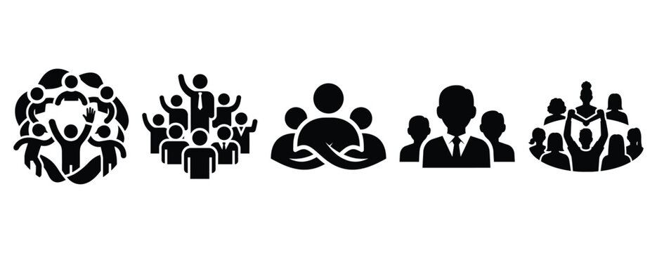 community citizen participation silhouette icon set