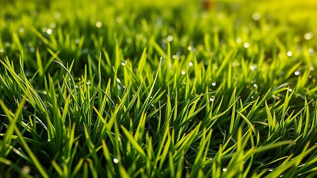 stolon. Lush green lawn with stolon network connecting grass clusters, morning dew. gardening catalogs, home-decor guides, designed for gardening and botanical catalogs, enhances decor appeal.