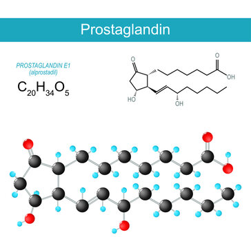 Prostaglandin molecule. Alprostadil molecular chemical structural formula