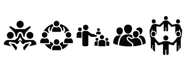 Fototapeta premium community engagement silhouette icon set