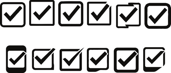 Collection of smartphone icons with checkmarks representing completion confirmation or task management in digital interfaces © NARGIS