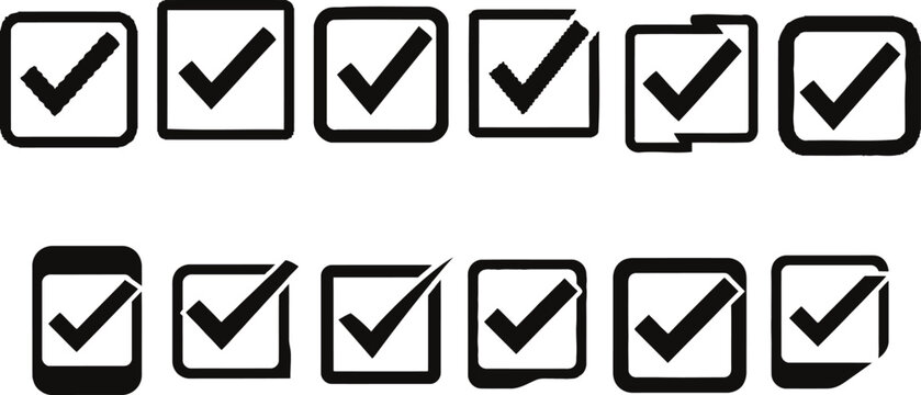 Collection of smartphone icons with checkmarks representing completion confirmation or task management in digital interfaces