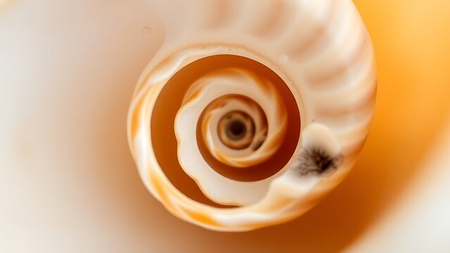 mineralization. The intricate internal spiral structure of a seashell connecting its chambers, macro view. wildlife magazines, conservation campaigns, designed for wildlife conservation campaigns.