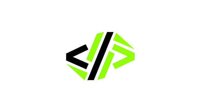 Abstract digital code icon, software development, programming, technology, geometric logo