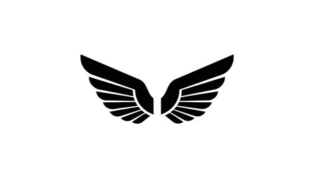 Fototapeta premium Black stylized wings icon on white background