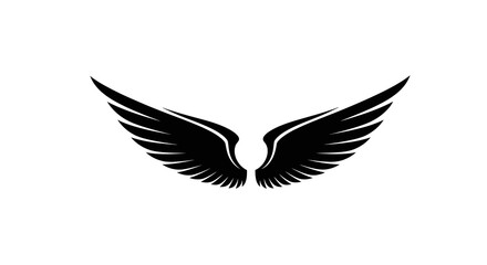 Fototapeta premium Black Wings Silhouette Isolated on White Background