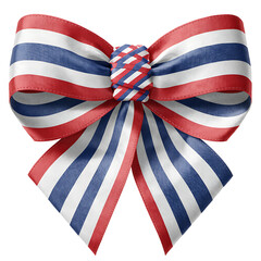 Obraz premium Red White and Blue Striped Bow on Black Background isolated on a transparent background