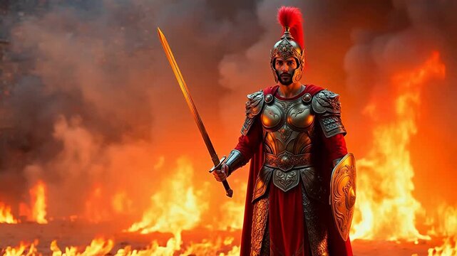 Premium Warrior in armor with sword and shield for Contemporary Lifestyle and Visual Storytelling
