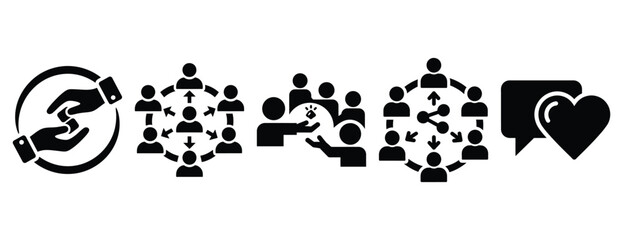 Fototapeta premium community sharing idea silhouette icon set