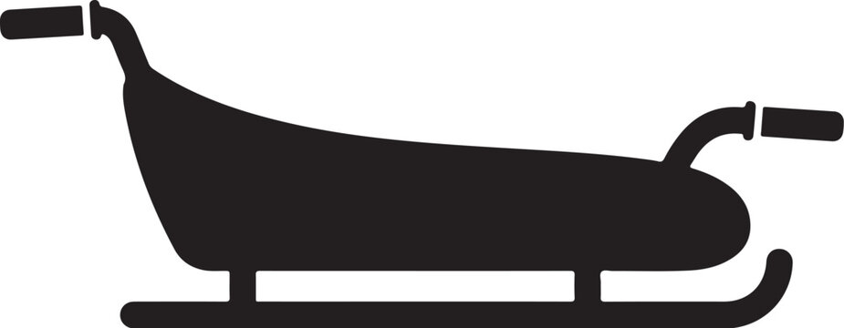 Sled, Sleigh, Winter Sports, Black Icon, Vector Illustration