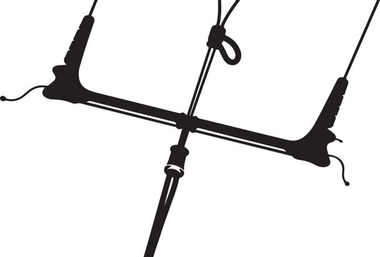Black, minimalist, vector windsurfing rig, equipment, sports gear, sailing