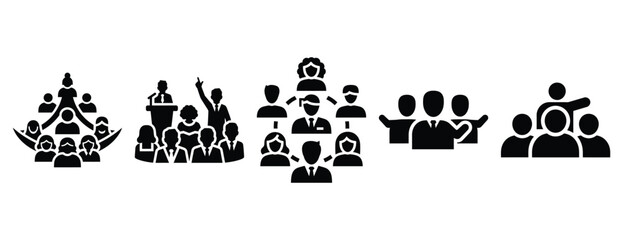 Fototapeta premium community training silhouette icon set