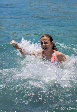 man drowning in water. selective focus.
