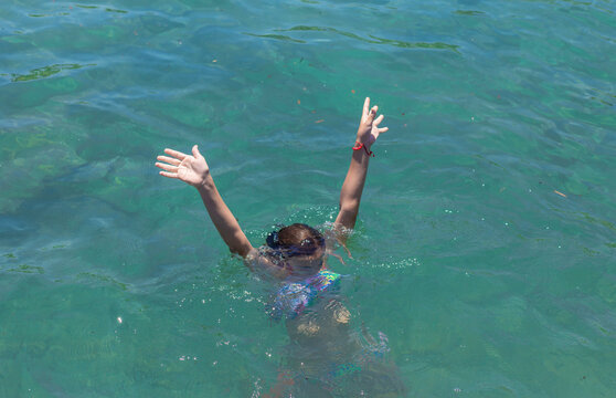 man drowning in water. selective focus.