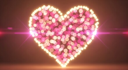 Obraz premium Glowing Heart Bokeh Effect Romantic Love Concept.