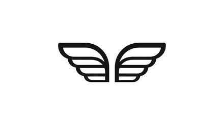 Fototapeta premium Minimalist black wing icon on white background, simple logo design