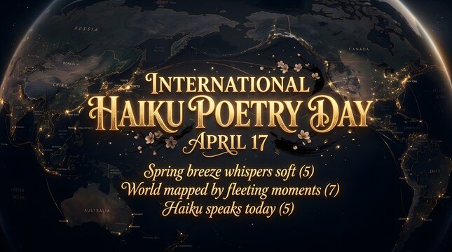 International haiku poetry day celebration graphic with earth background