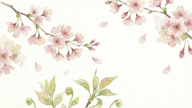 Watercolor cherry blossom illustration with spring new beginning theme