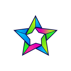 Fototapeta premium Multicolor star with bold geometric segments and clean lines.
