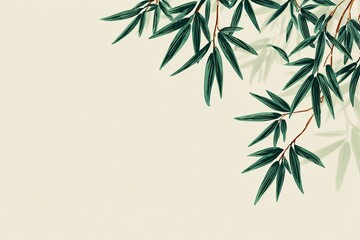 Naklejka premium Minimal Summer Lesson Plan Background with Simple Bamboo Leaf Line Art