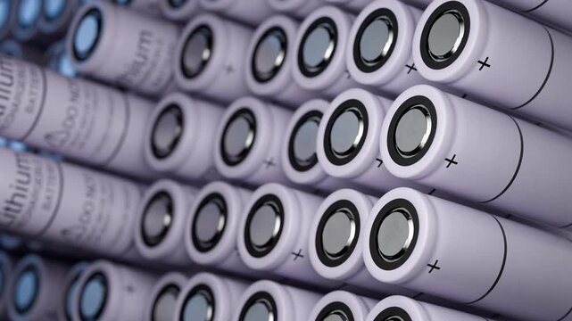 Lithium-ion batteries, size 18650. Industrial batteries. Lithium-ion battery production for industrial applications