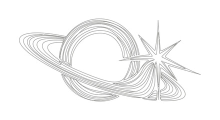 Abstract Saturn Planet with Ring and Starburst © Azizi