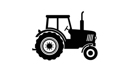 Obraz premium Agricultural Farm Tractor Vehicle Silhouette Icon on Isolated White Background