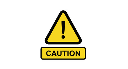 Obraz premium Yellow caution sign with exclamation mark isolated on white background