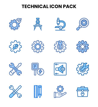 Technical Two Colour Design Icons Pack