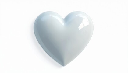 Fototapeta premium Glossy heart shape graphic element on white background. Clean 3D render for Valentines Day, romance, or love themed projects. Minimalist design adds modern appeal.