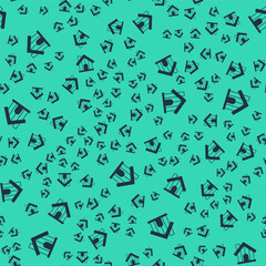 Fototapeta premium Black Farm house icon isolated seamless pattern on green background. Vector