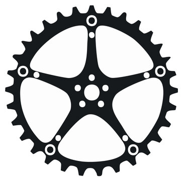 Bicycle chainring silhouette icon. Bike sprocket or crankset gear vector graphic for cycling and mechanics.