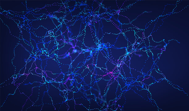 Science abstract digital technology vector background and data design banner. Blue network concept for illustration geometric graphic and research pattern futuristic. Science biotechnology.