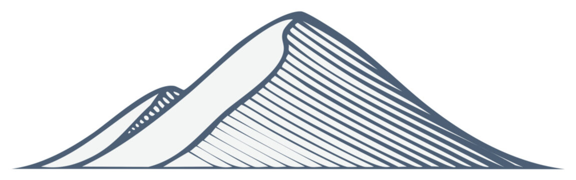 Stylized sand dune illustration with simple sketch lines and shading