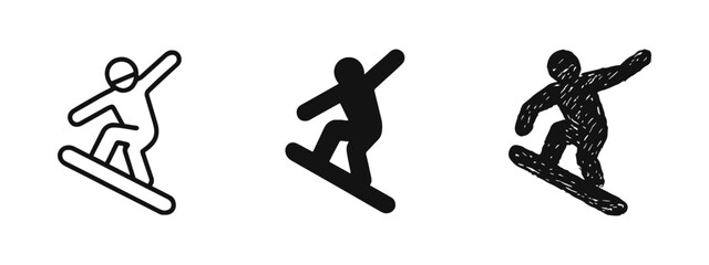 Snowboarder icons set. Winter sport and extreme snowboarding activity symbol for recreation. © ICONS FOR YOU