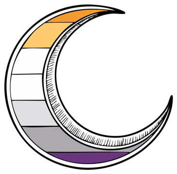 Aromantic Pride Crescent Moon Symbol with Aromantic Flag Colors for LGBTQIA+ Community