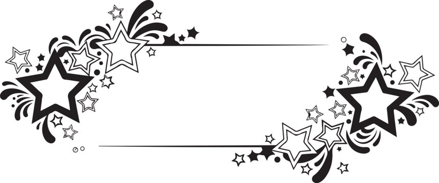 Abstract Star Burst Frame Border with Decorative Elements Minimal Line Art Vector for Festive Banner and Card Design