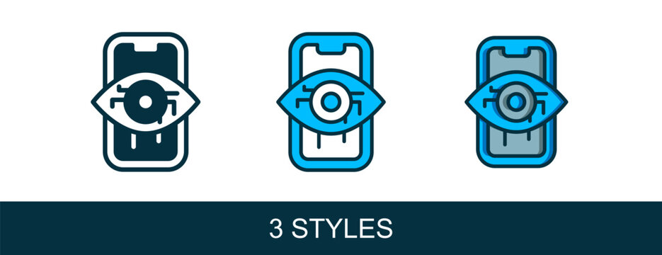 Filled outline Computer vision icon isolated on white background. Technical vision, eye circuit, video surveillance system, augmented reality systems. Vector