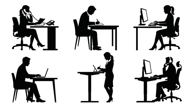 People working on computers office.