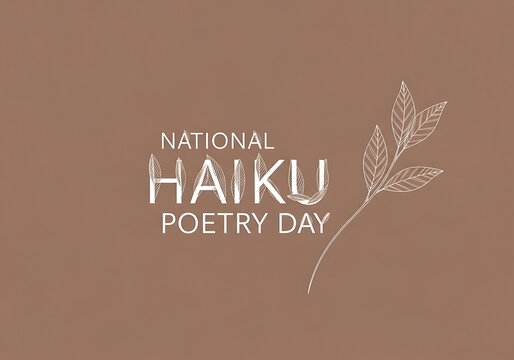 National haiku poetry day celebration graphic with botanical line art
