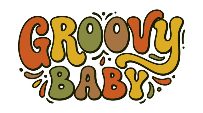 Groovy baby text graphic design.